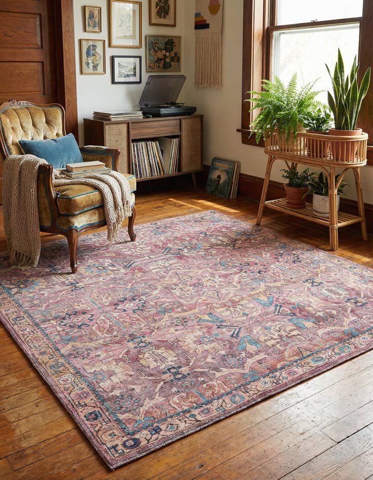 Detail image of 7' 3 x 7' 3 Washable Nostalgia Square Rug
