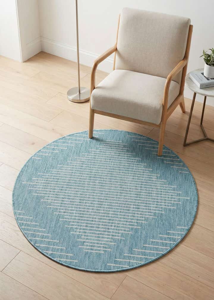 4' x 4' Easy-Clean Modern Indoor / Outdoor Round Rug