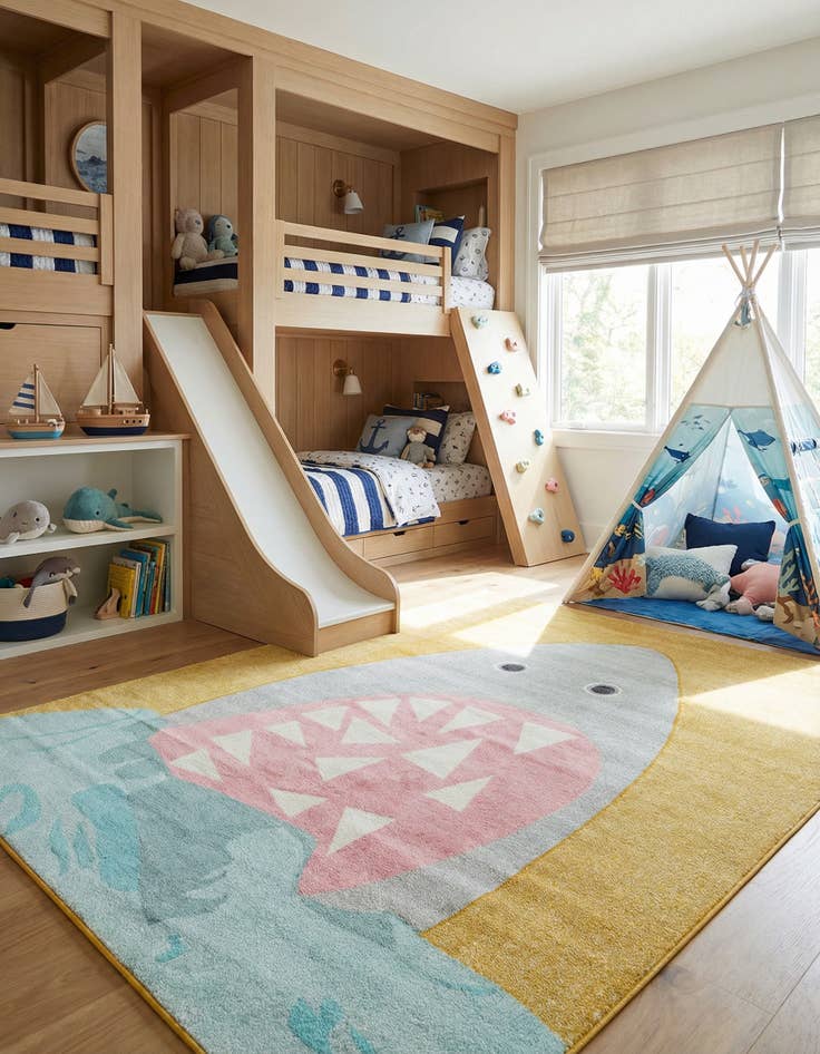 Detail image of 7' 10 x 10' Shark Whimsy Kids Rug