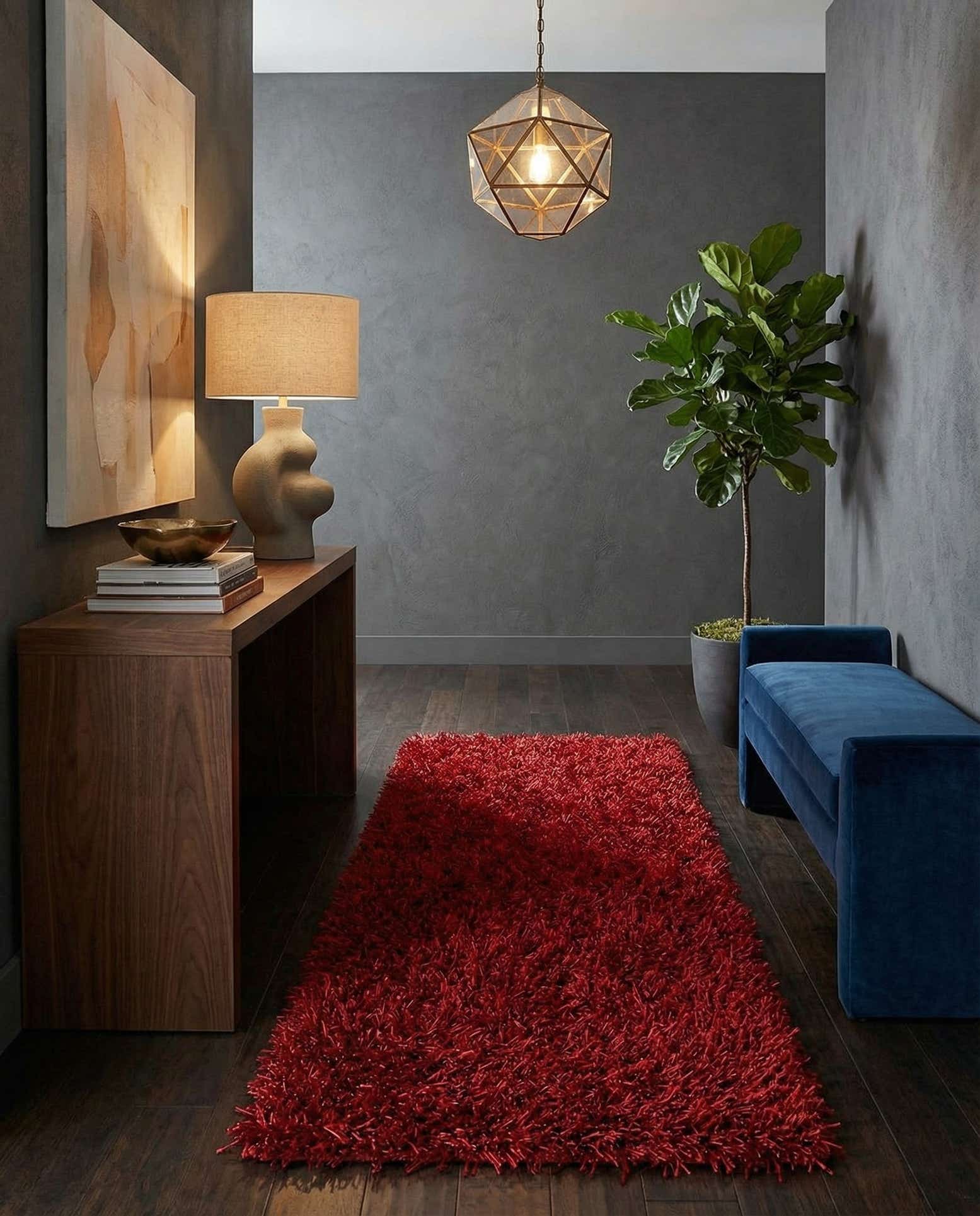 2' 4 x 4' 8 Hand Knotted Solid Shag Oriental Runner Rug