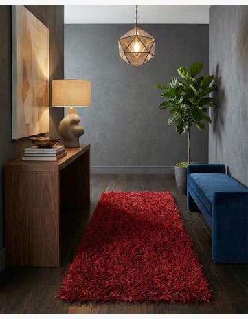 2' 4 x 4' 8 Hand Knotted Solid Shag Oriental Runner Rug
