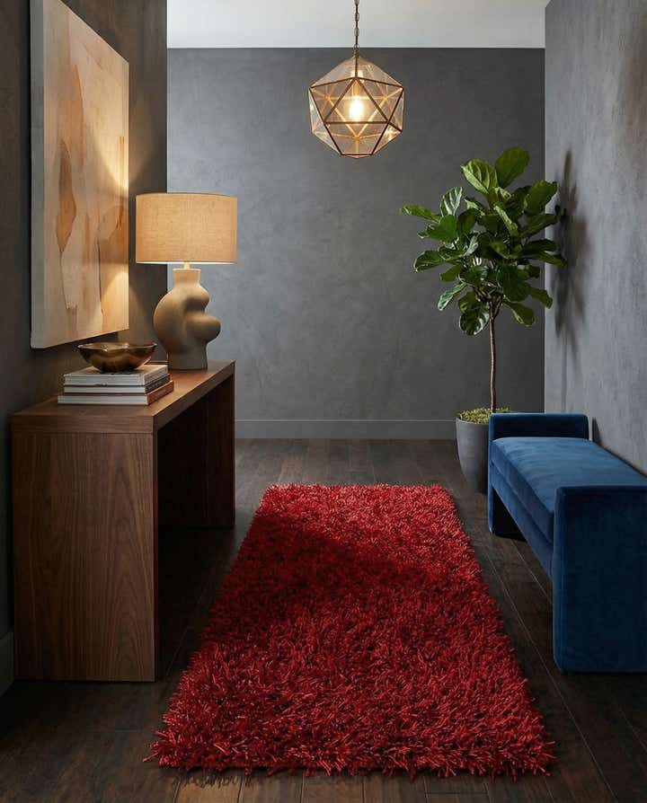 2' 4 x 4' 8 Hand Knotted Solid Shag Oriental Runner Rug