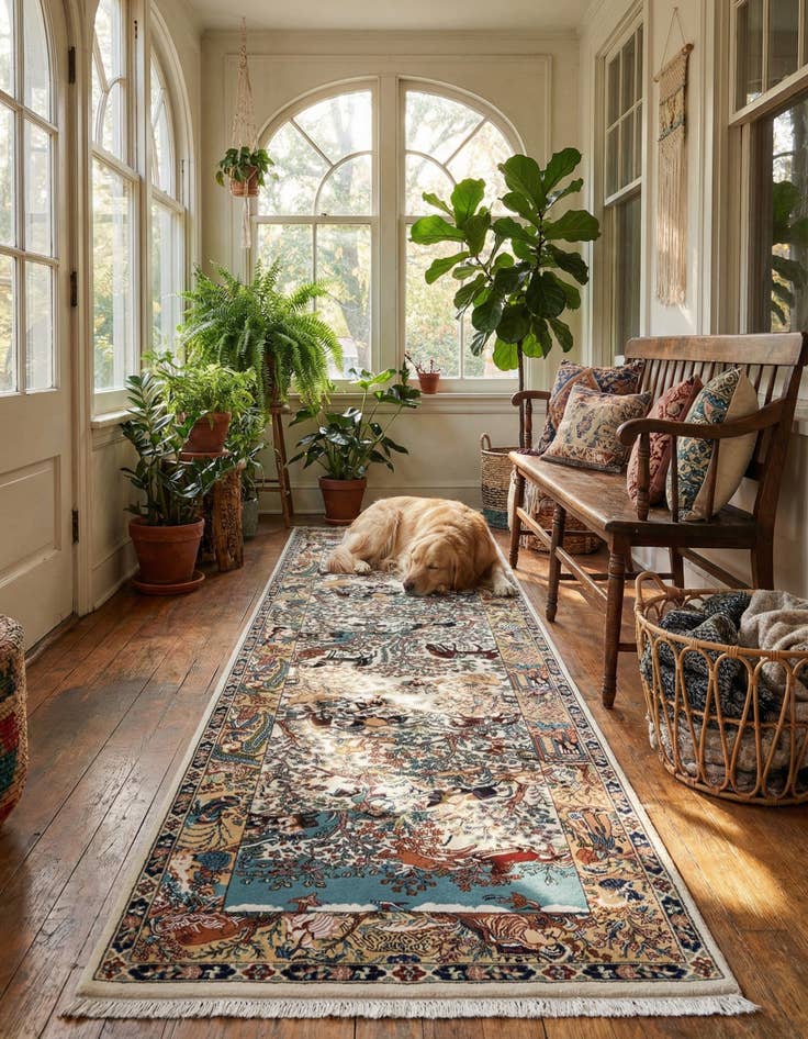 Detail image of 3' x 13' Nain Design Runner Rug