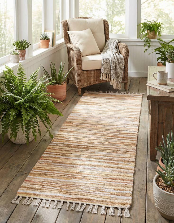 Detail image of 2' x 6' Hand Woven Chindi Cotton Runner Rug