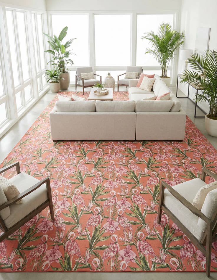 Detail image of 10' x 14' Washable Botanical Indoor / Outdoor Rug