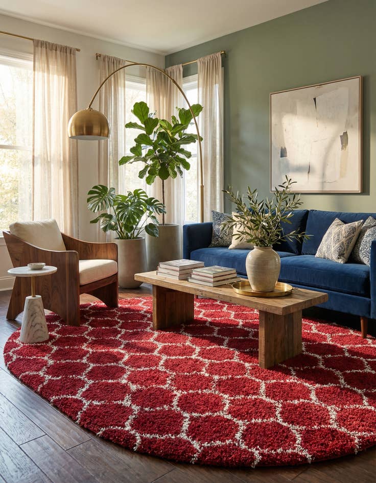 Detail image of 7' 10 x 10' Lattice Shag Oval Rug