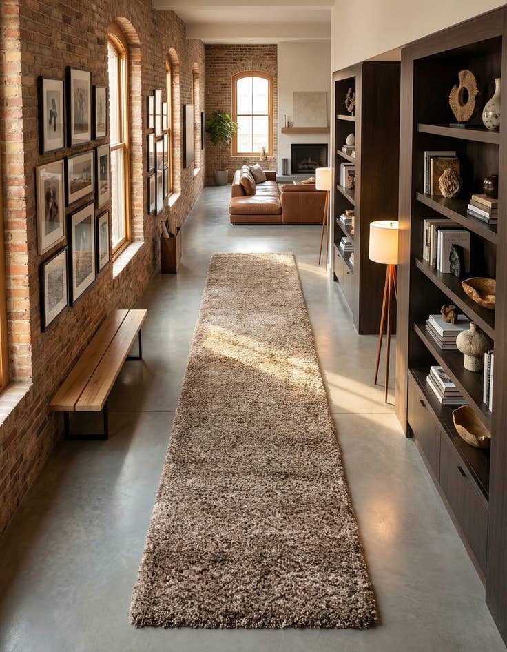 Detail image of 2' 7 x 16' 5 Solid Shag Runner Rug