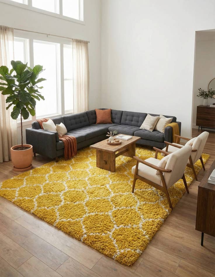 Detail image of  10' 8 x 14' Lattice Shag Rug