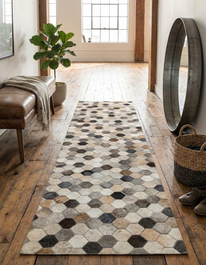 2' 2 x 8' Cowhide Leather Runner ...