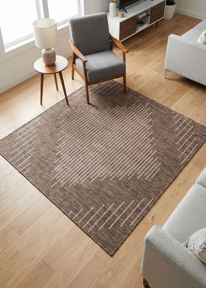 5' 3 x 5' 3 Easy-Clean Modern Indoor / Outdoor Square Rug