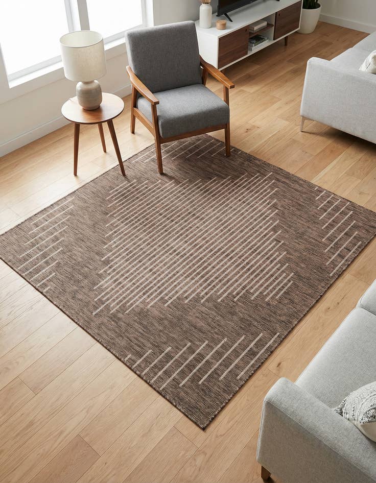 Detail image of 5' 3 x 5' 3 Easy-Clean Modern Indoor / Outdoor Square Rug