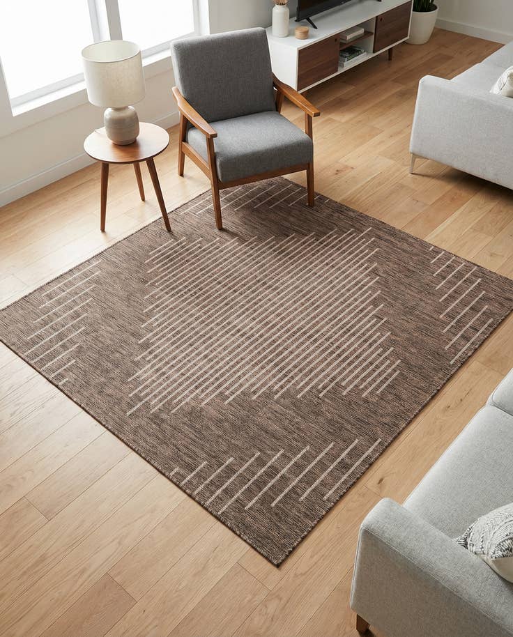 Detail image of 5' 3 x 5' 3 Easy-Clean Modern Indoor / Outdoor Square Rug