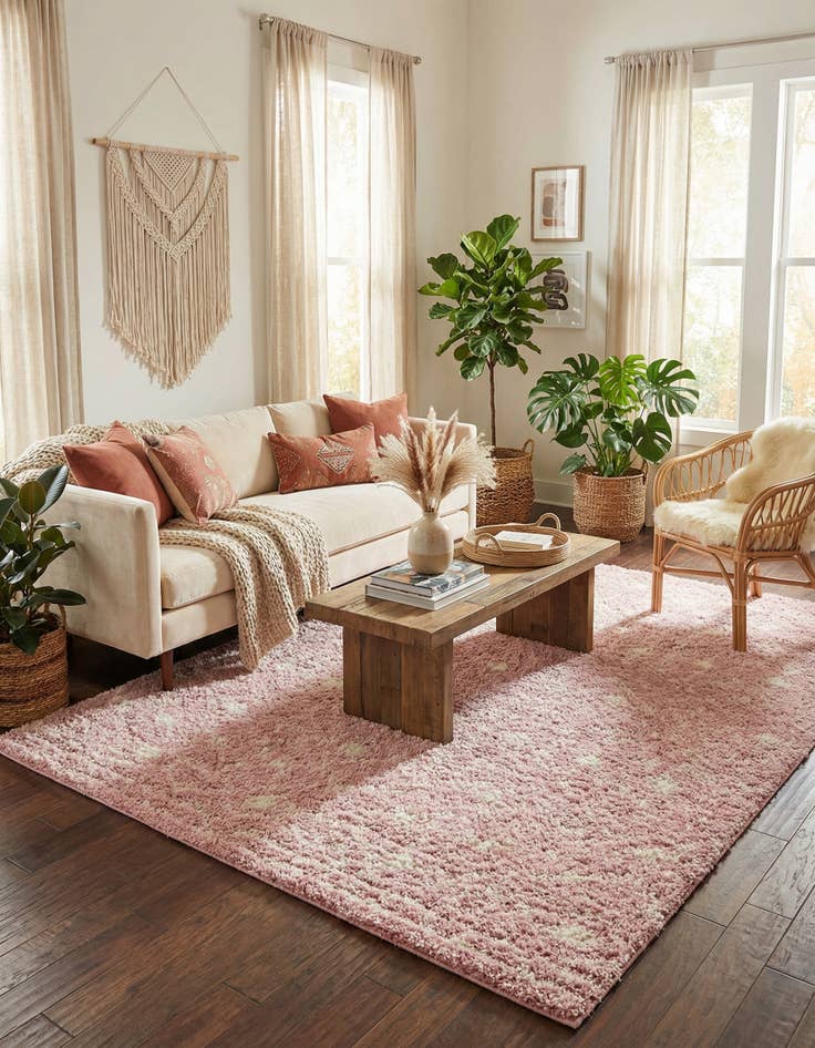 Detail image of 9' x 12' Moroccan Trellis Shag Rug