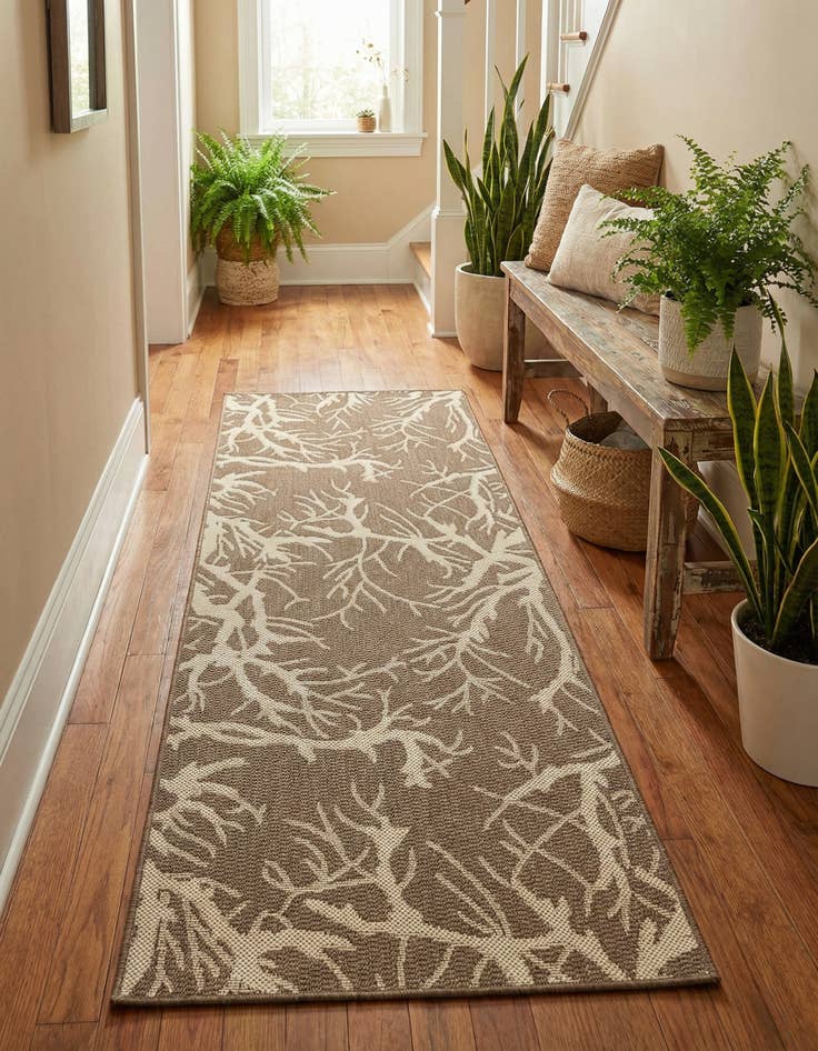 Detail image of 2' x 6' Washable Botanical Indoor / Outdoor Runner Rug
