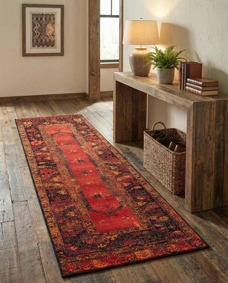 Detail image of 2' 7 x 7' Easy-Clean Tribal Indoor / Outdoor Runner Rug