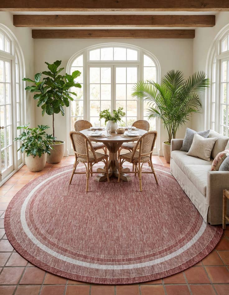 Detail image of  10' x 10'  Washable Border Indoor / Outdoor Round Rug