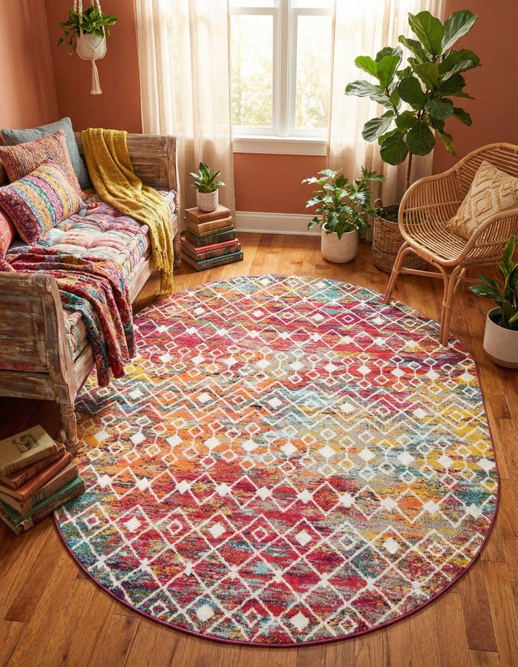 Detail image of  7' 10 x 10' Moroccan Trellis Oval Rug