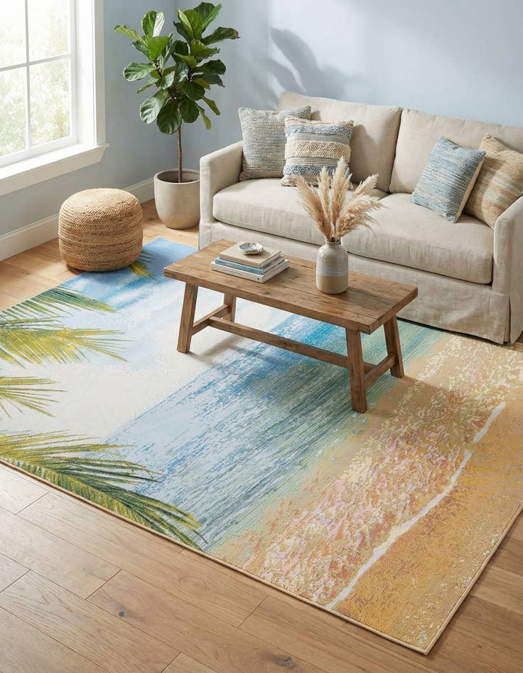 Detail image of 7' 10 x 10' Washable Coastal Indoor / Outdoor Rug