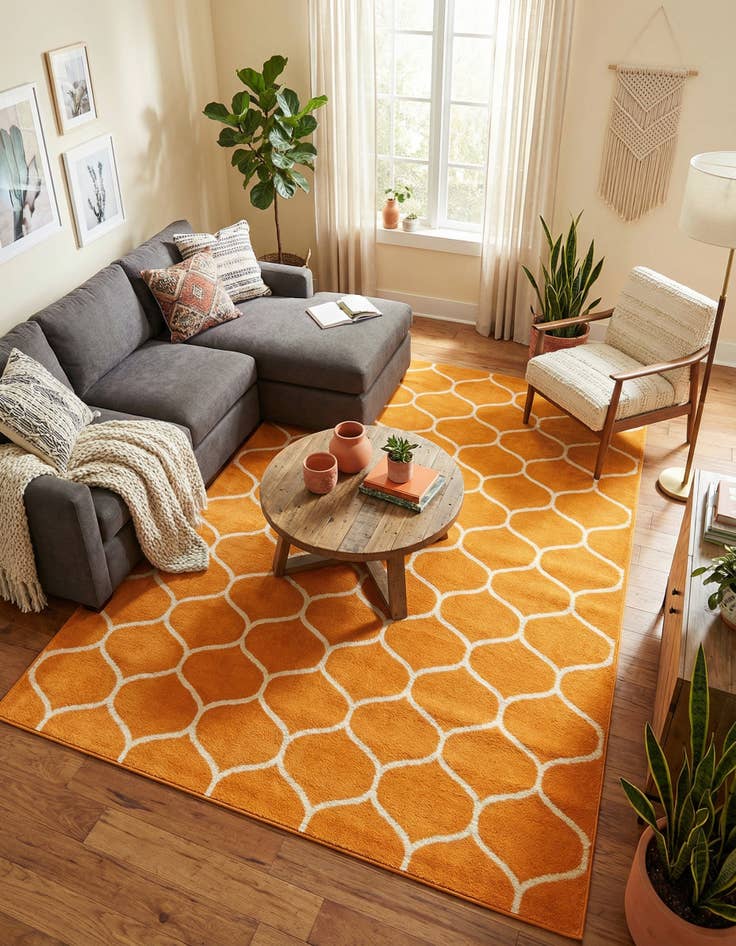 Detail image of 7' 10 x 11' Lattice Frieze Rug