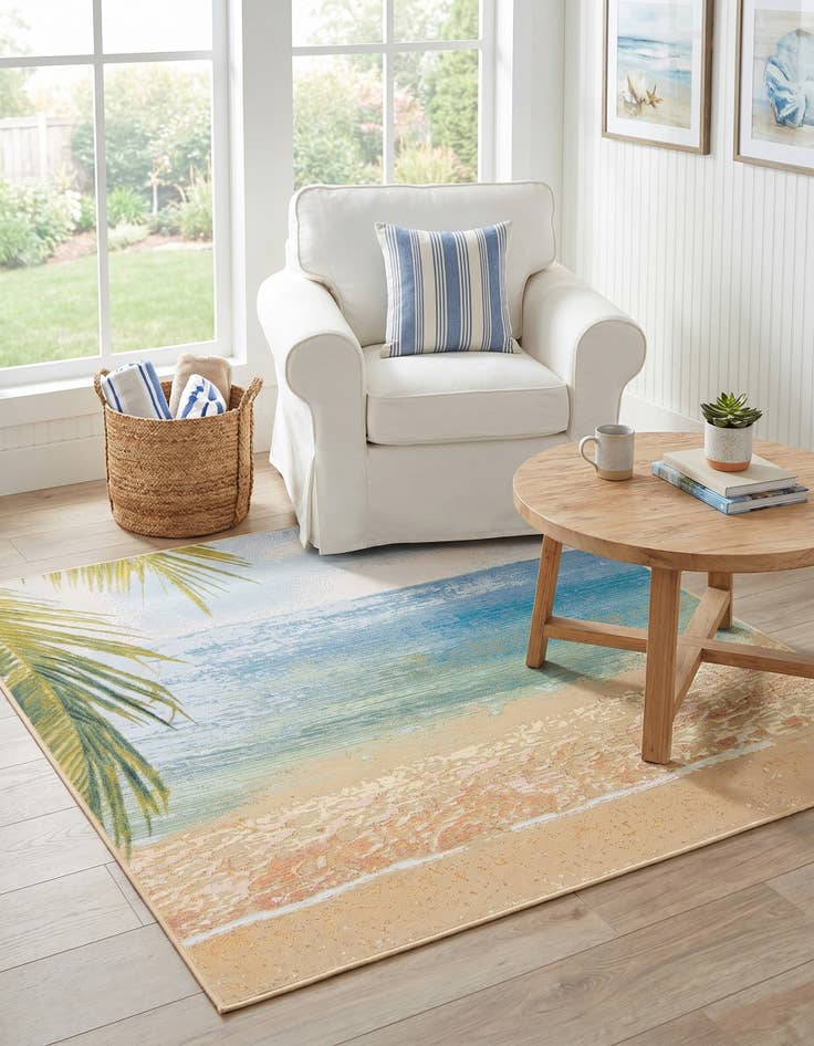 Detail image of 6' x 6' Easy-Clean Coastal Indoor / Outdoor Square Rug