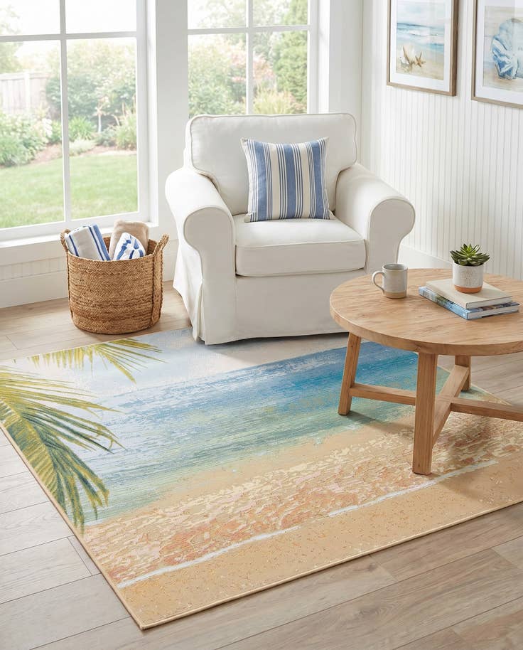 Detail image of 6' x 6' Easy-Clean Coastal Indoor / Outdoor Square Rug