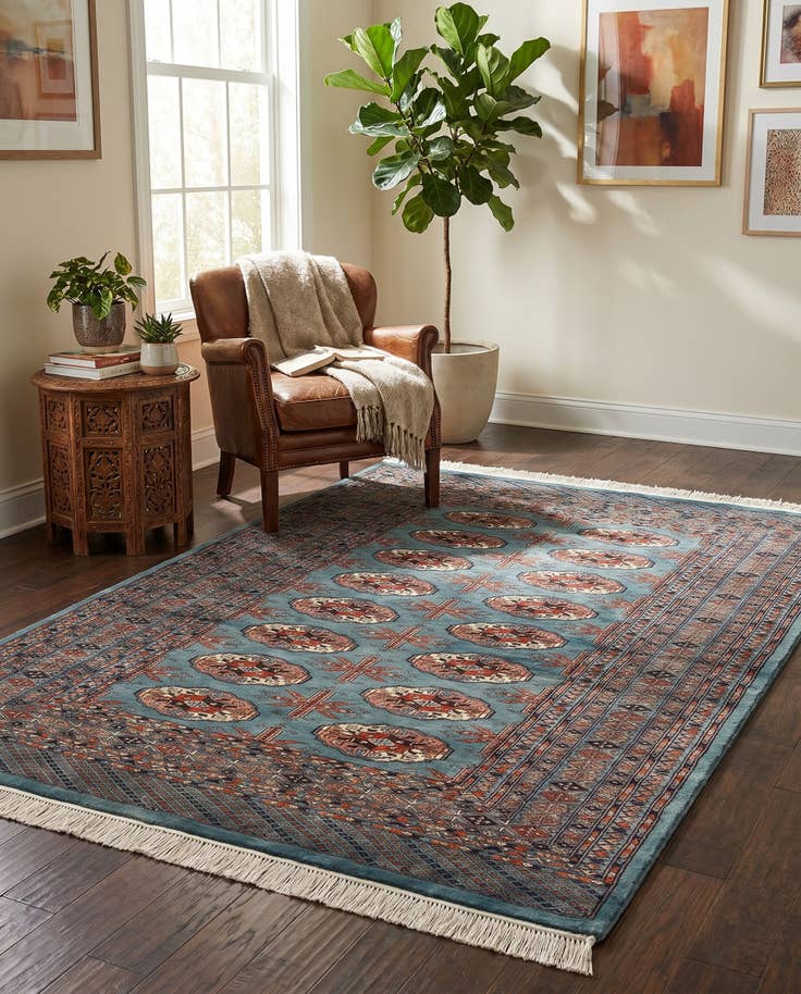 Detail image of 4' 3 x 6' 3 Hand Knotted Bokhara Oriental Wool Rug