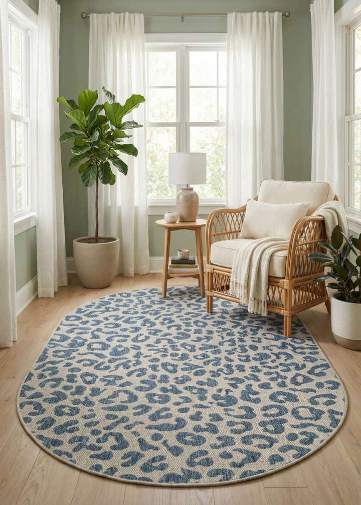 4' x 6' Easy-Clean Safari Indoor / Outdoor Oval Rug