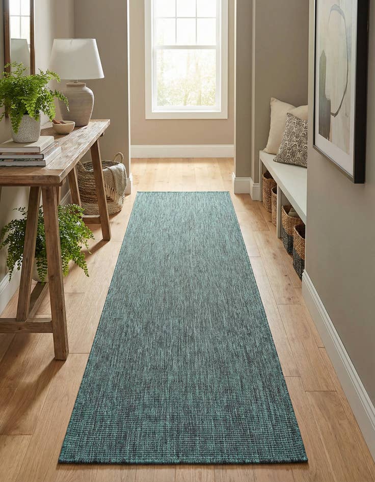 Detail image of 2' 7 x 12' Washable Solid Indoor / Outdoor Runner Rug