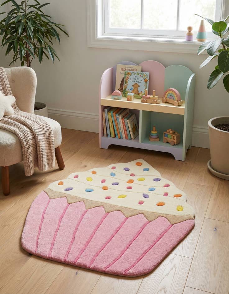 Detail image of 2' 9 x 3' 1 Happy Rugs Cupcake Wool