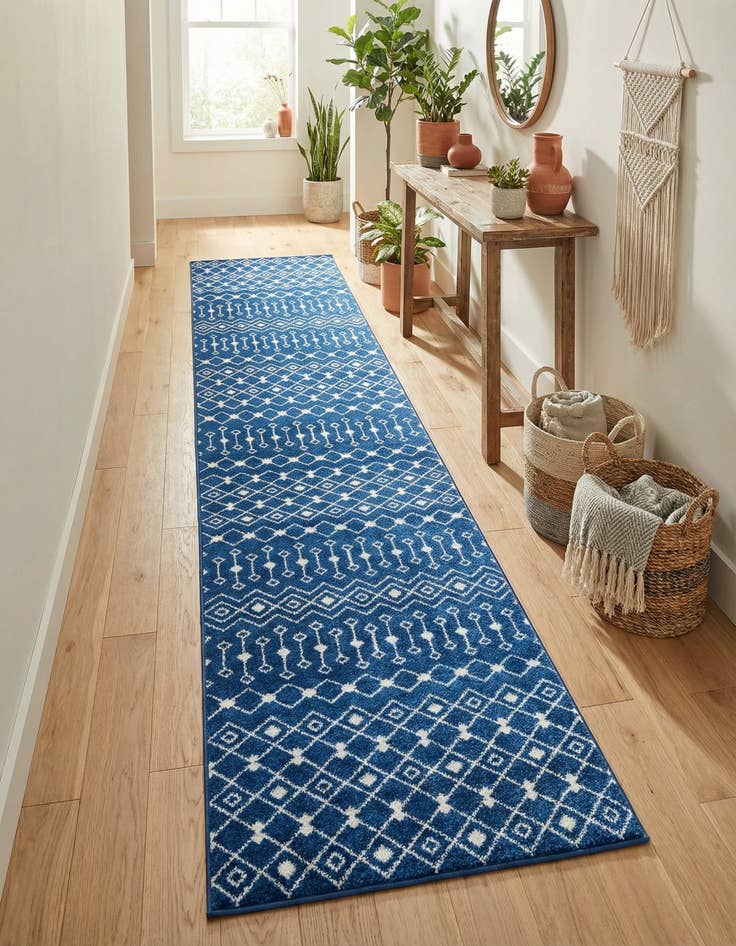 Detail image of 3' 3 x 16' 5 Moroccan Trellis Runner Rug