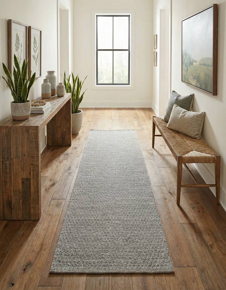 Detail image of 3' 3 x 12' Hand Woven Lattice Wool Runner Rug