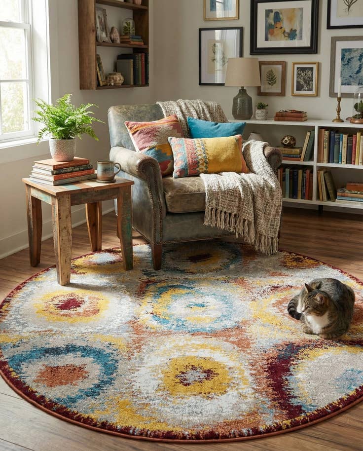 Detail image of 5' 3 x 5' 3 Kamala Washable Round Rug