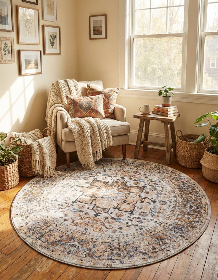 Detail image of 6' x 6' Washable Yara Round Rug