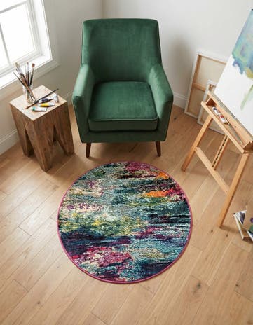 Washable Theia Round Rug