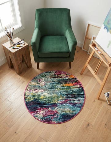 Washable Theia Round Rug