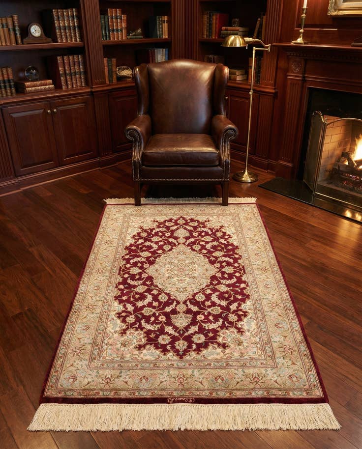 Detail image of 2' 8 x 4' Ghom Silk Rug