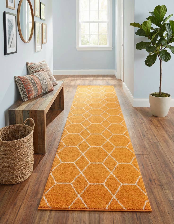 Detail image of 2' x 9' Lattice Frieze Runner Rug