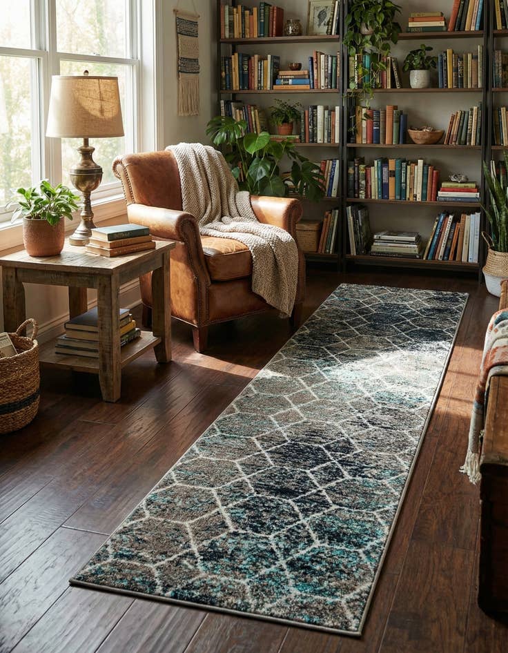 Detail image of 2' x 10' Lattice Frieze Runner Rug