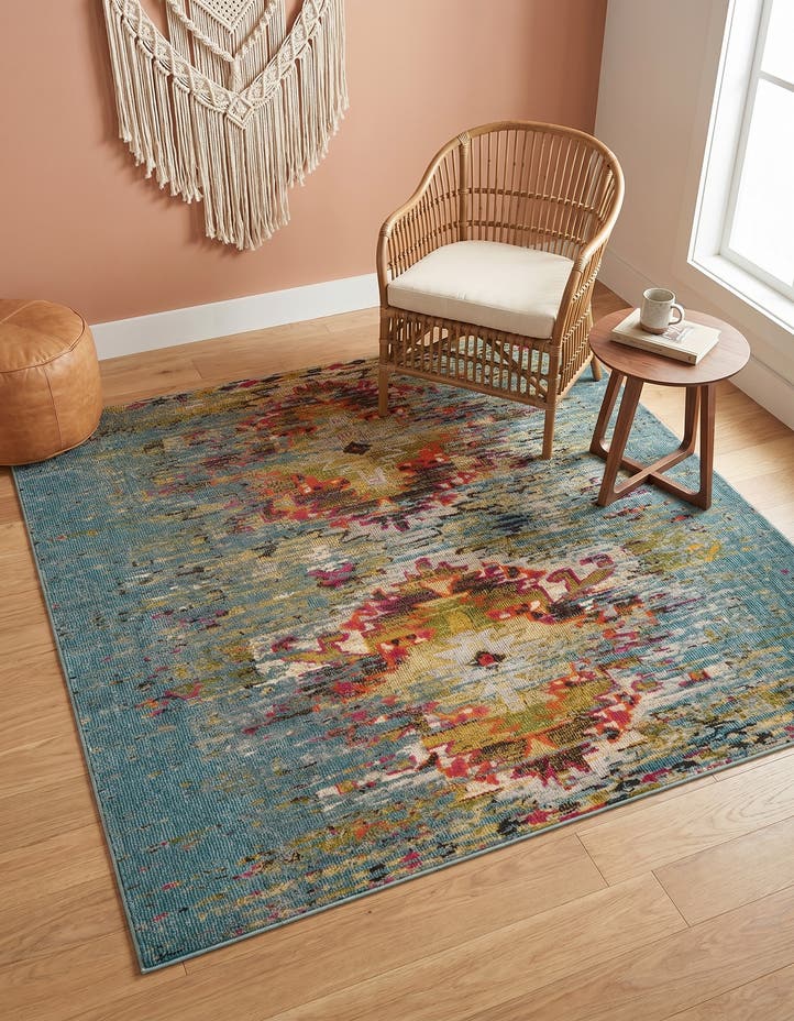 6' x 6' Washable Carnevale Square Rug