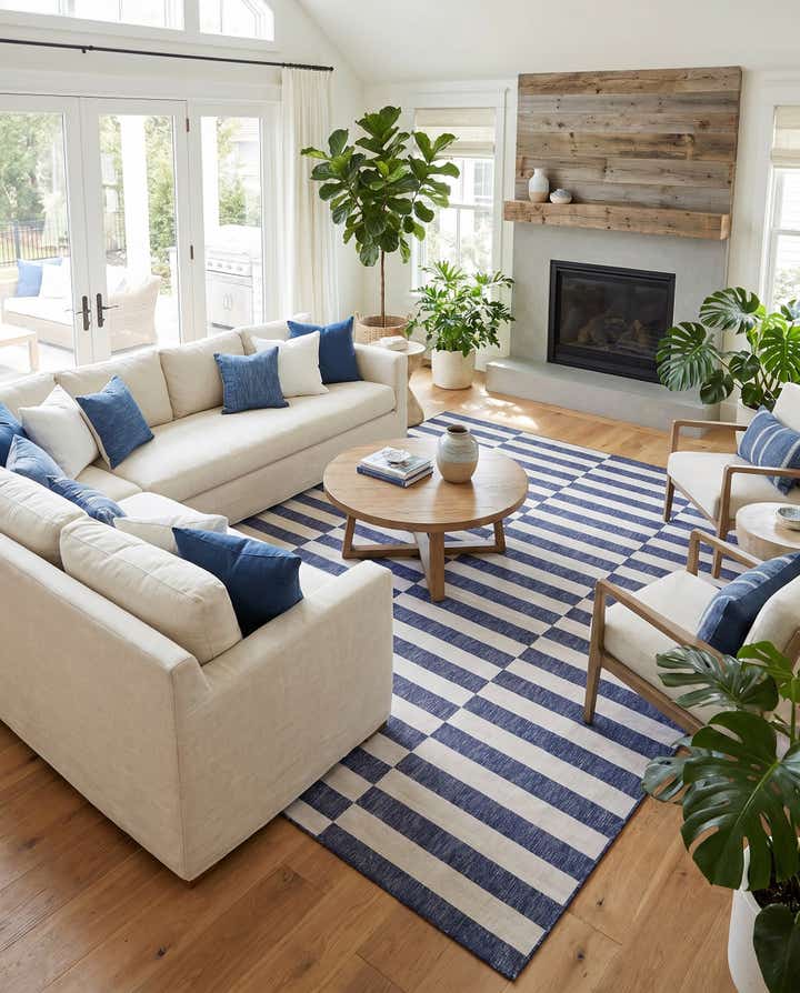13' x 13' Easy-Clean Ribbon Indoor / Outdoor Square Rug