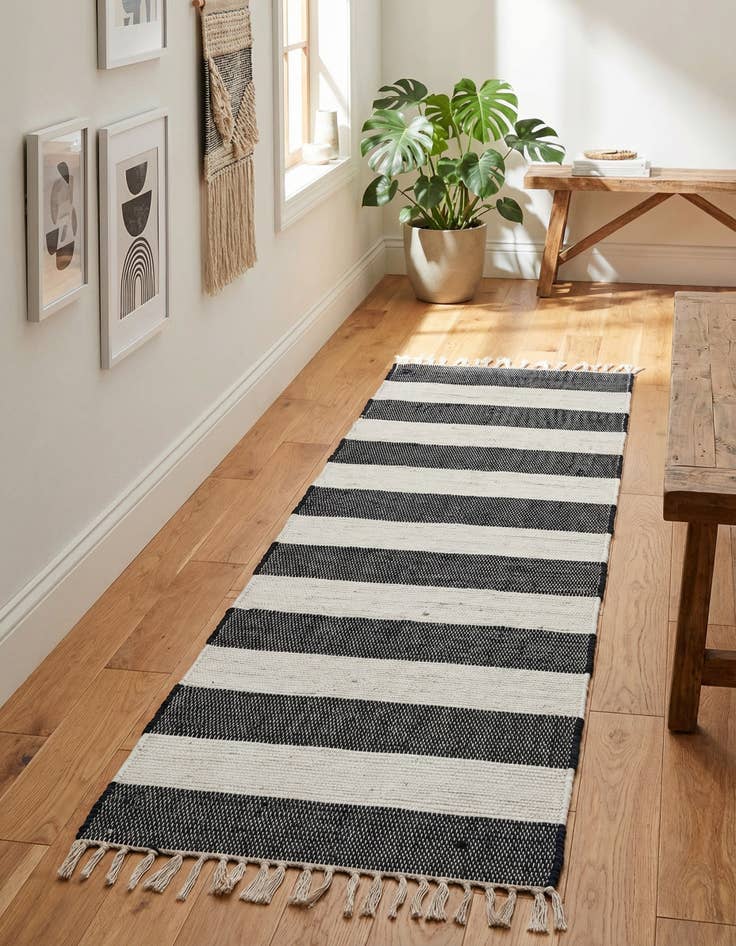 Detail image of 2' 2 x 8'  Hand Woven Chindi Rag Runner Rug