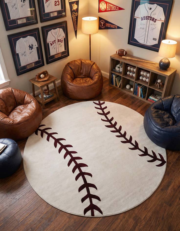Detail image of 10' x 10' Sports Washable Round Rug