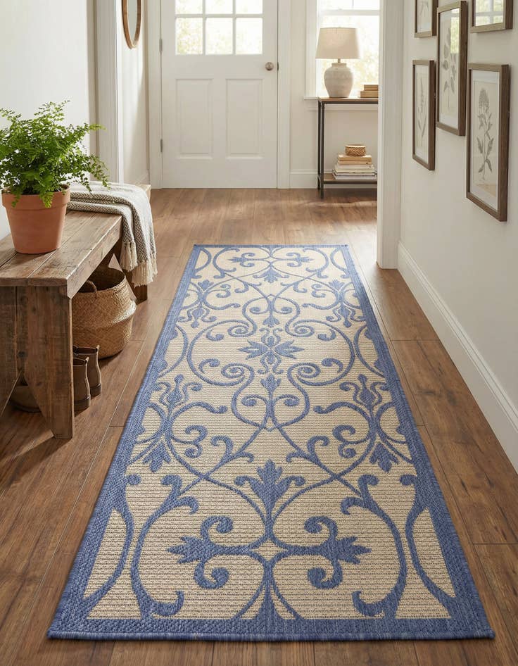 Detail image of 2' 2 x 6' Washable Botanical Indoor / Outdoor Runner Rug