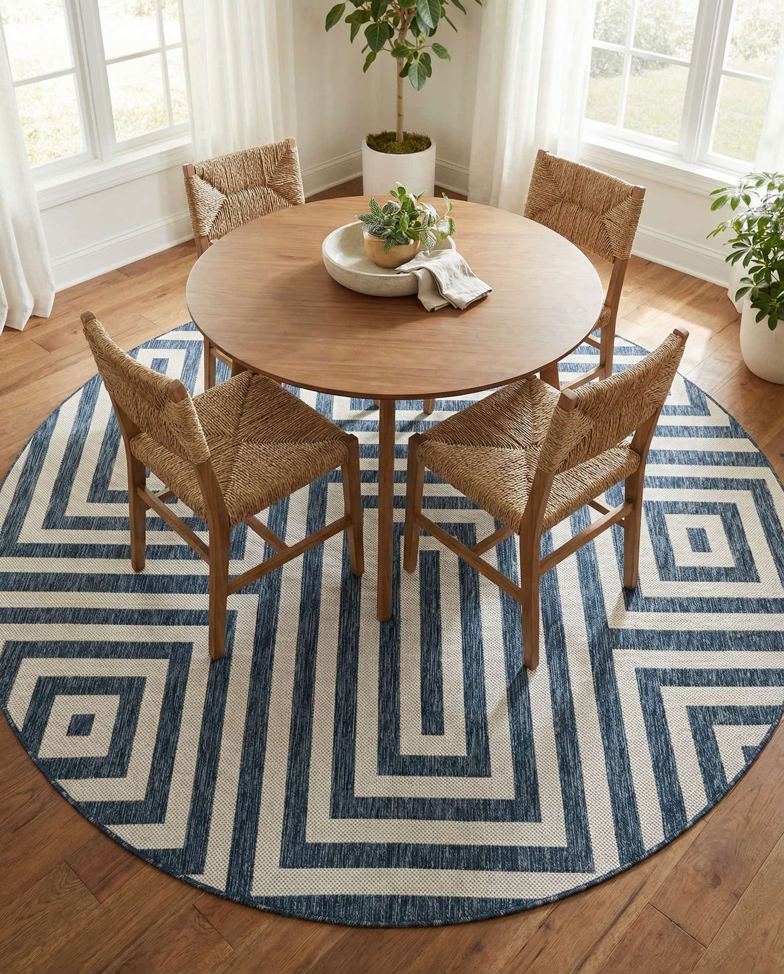 10' x 10' Easy-Clean Modern Indoor / Outdoor Round Rug