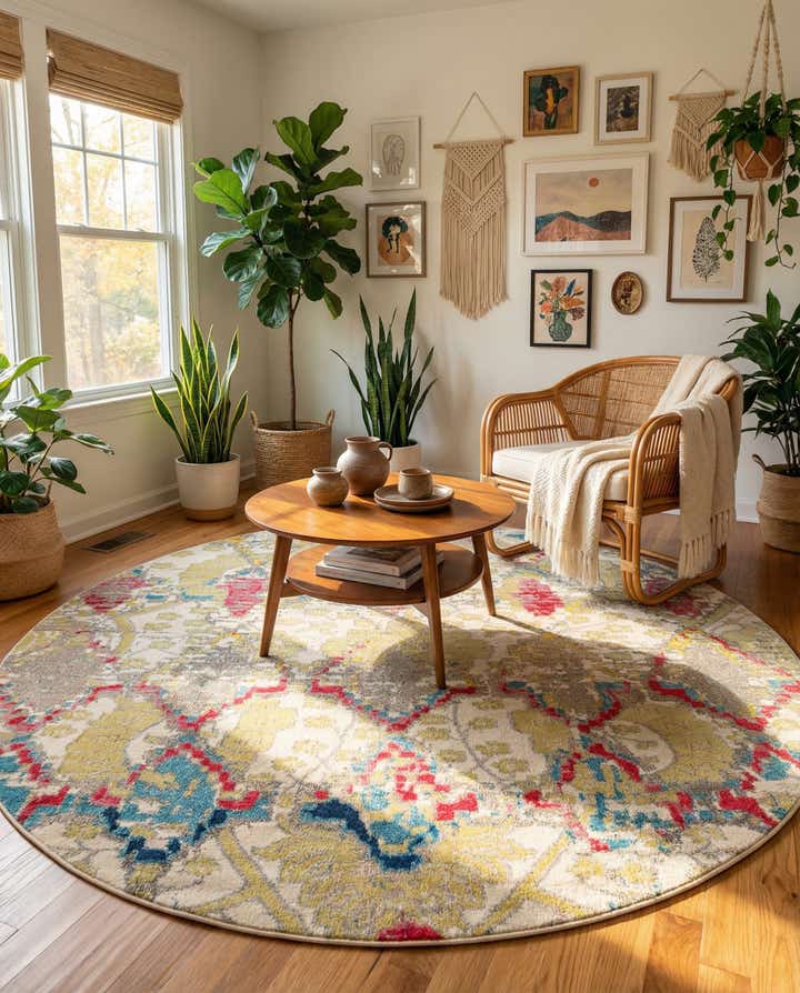 245cm x 245cm Lavable Santa Fe Tapis Rond