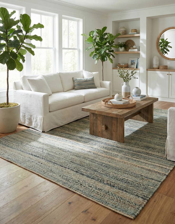 Detail image of 6' 1 x 9'  Hand Woven Palm Beach Jute Rug