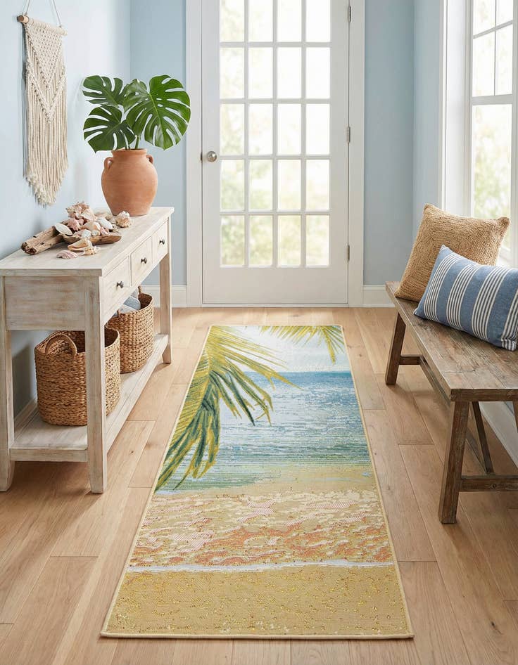Detail image of 2' x 6' Washable Coastal Indoor / Outdoor Runner Rug