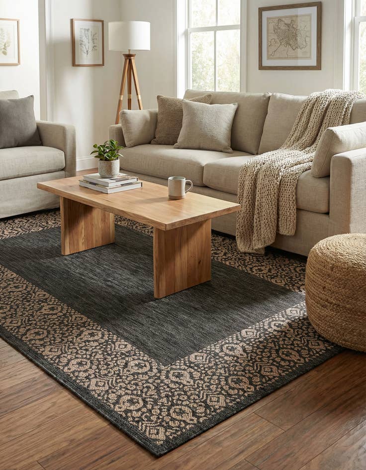 Detail image of 5' 3 x 8' Easy-Clean Border Indoor / Outdoor Rug