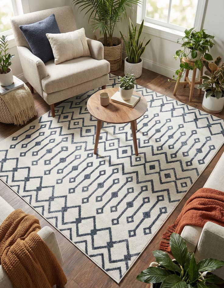 Detail image of  6' x 6' Bohemian Trellis Square Rug