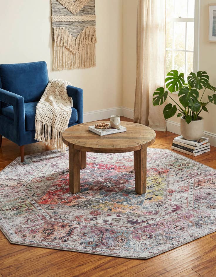 Detail image of 5' x 5' Washable Yara Octagon Rug